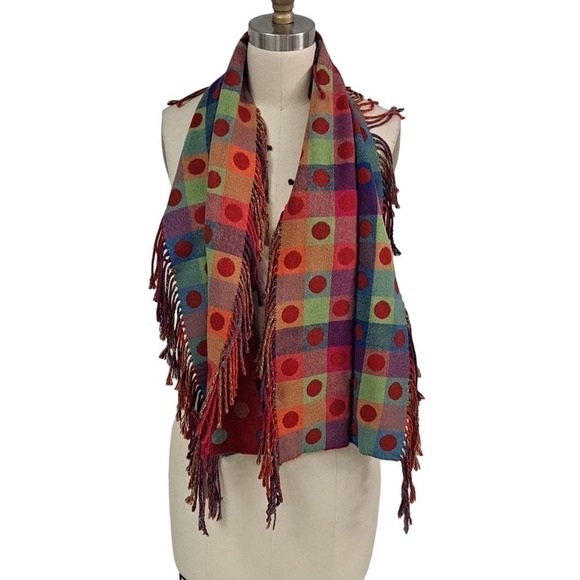 Saks Fifth Avenue Polka dot scarf Fringed - Picture 1 of 2
